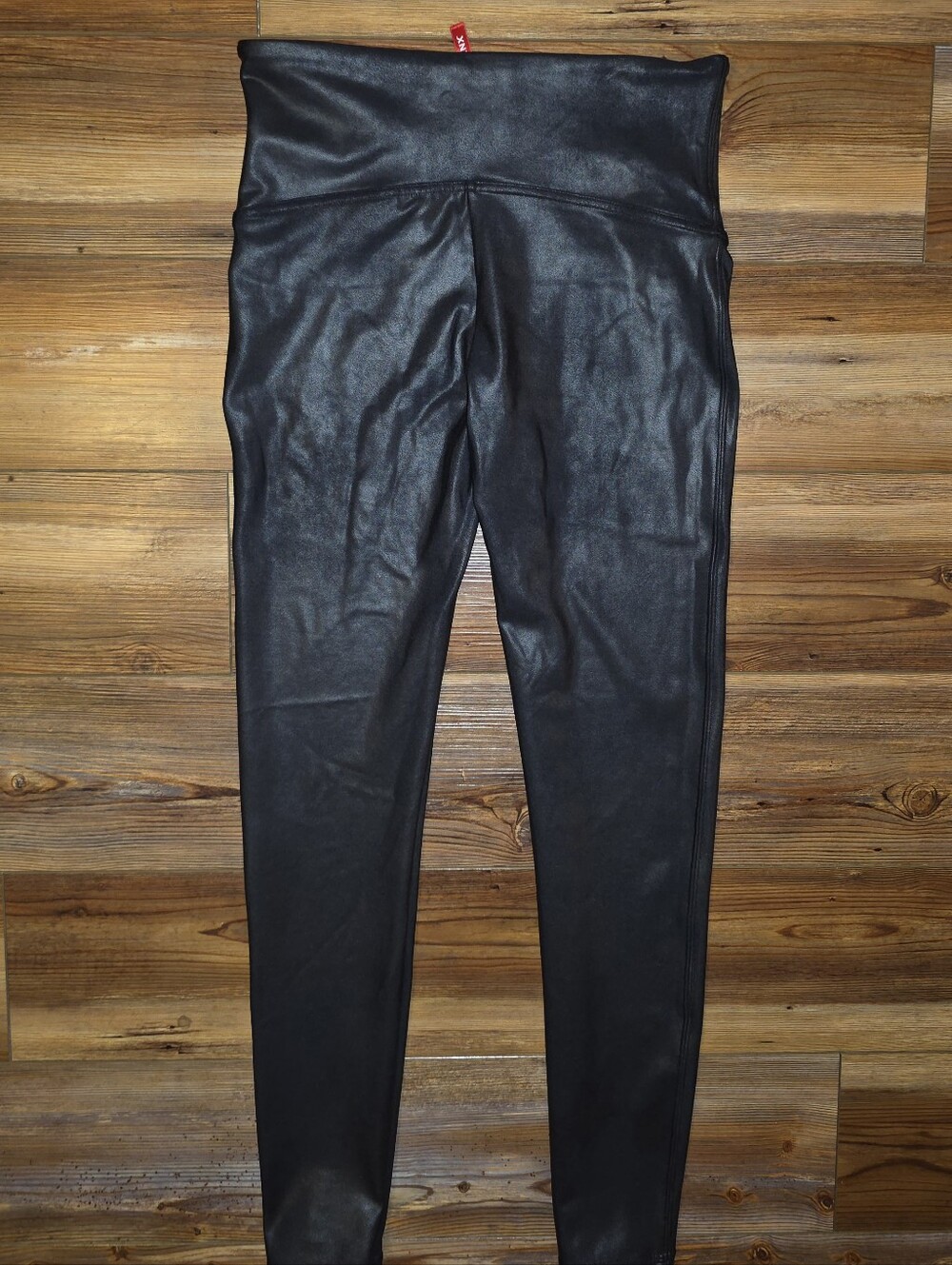 SPANX Faux Leather Leggings High Rise Chocolate Brown L Liquid Moto Indie Sleaze